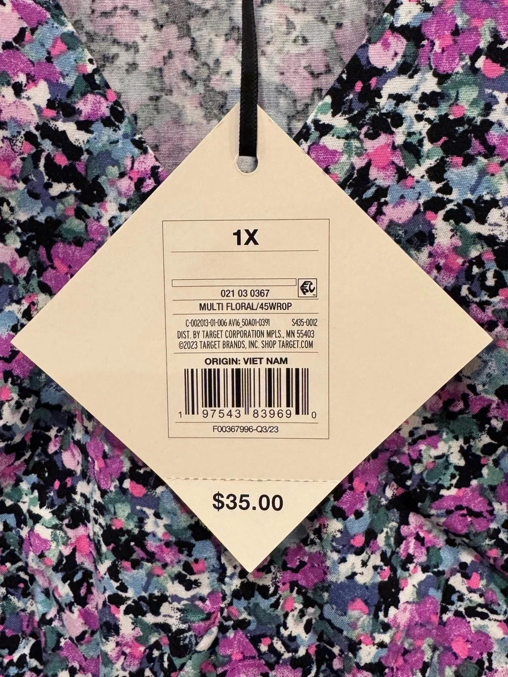 Ava & Viv Women’s Lavender Black Floral Long Sleeve V Neck Dress Size 1X NWT - Picture 8 of 10